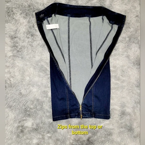 New York & Company, Zip-Back Denim Midi Pencil Skirt, Size 2 - Picture 4 of 6